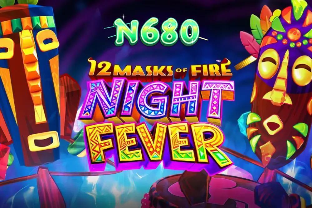 Interface vibrante de 12 Masks of Fire: Night Fever com tema de festa neon